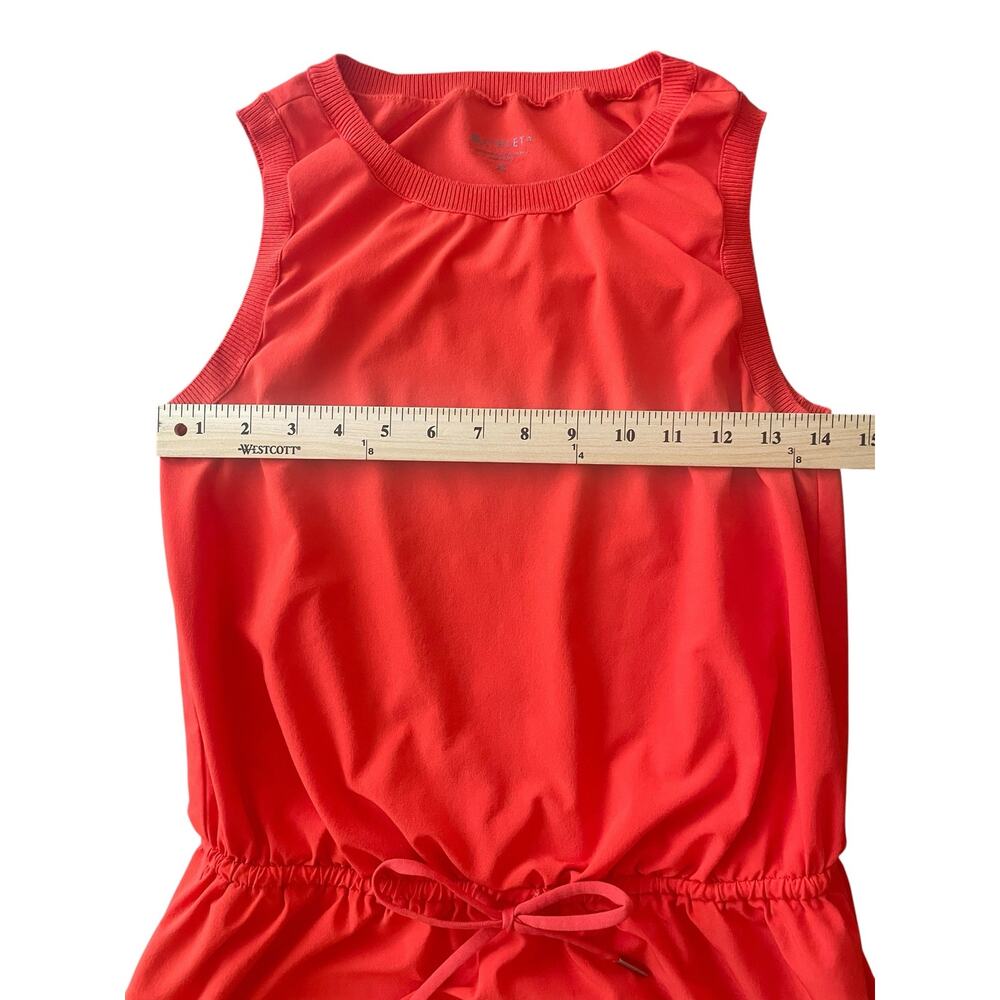 Athleta Vibrant Orange Sleeveless High-Neck Tie-Waist Athleisure Dress XS - Picture 3 of 7